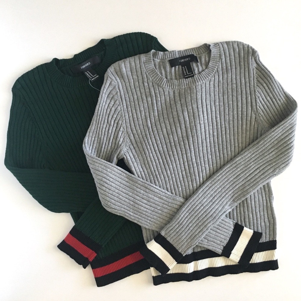 Forever 21 Ribbed Knit Longsleeves Top Bundle